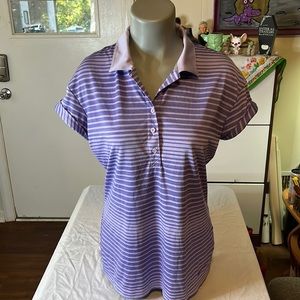 Women's Nike Golf Drifit Polo Shirt in Purple Stripes in Size Medium